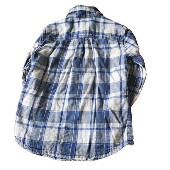 Tucker + Tate Blue Plaid Cotton Long Sleeve Button Down Casual Shirt Boys Sz 7 - Picture 2 of 3